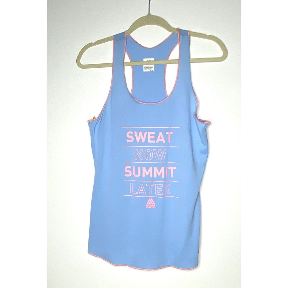 The North Face Sweat Now Summit Later Blue Pink Athletic Tank Top Crewneck Sz M